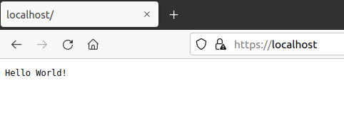 Image of a browser window, with 'Hello World!' displayed